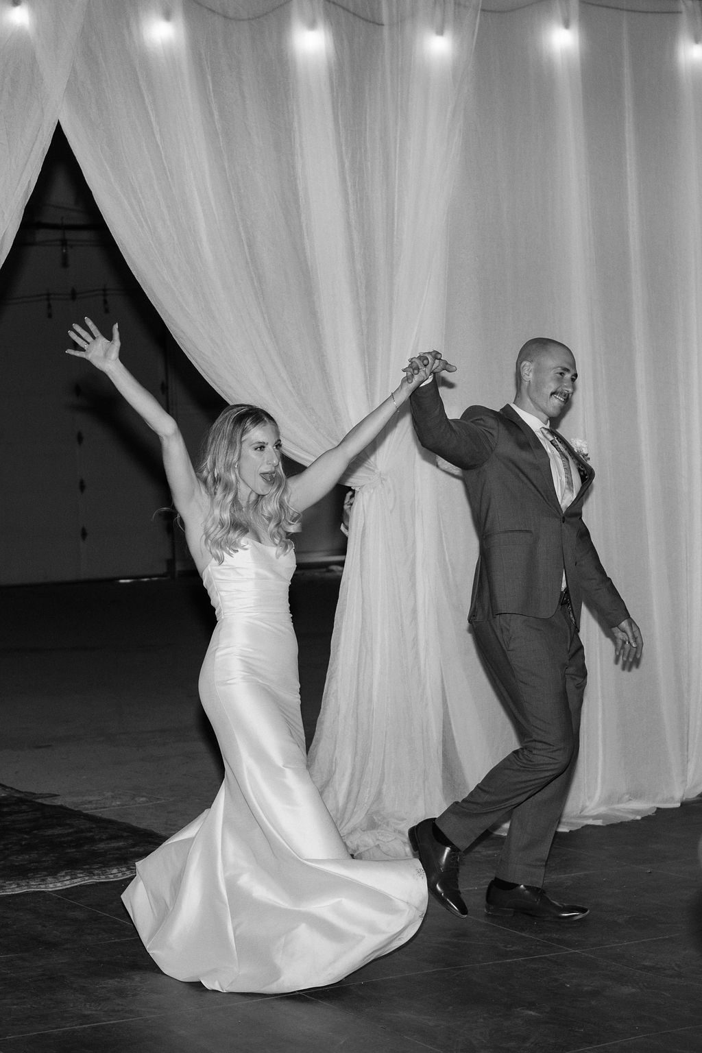 Bride and groom entrance at wedding reception
